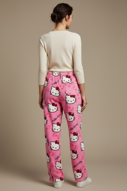 Pantalon Velours Rose Hello Kitty Chaud Ample Femme - vue 2