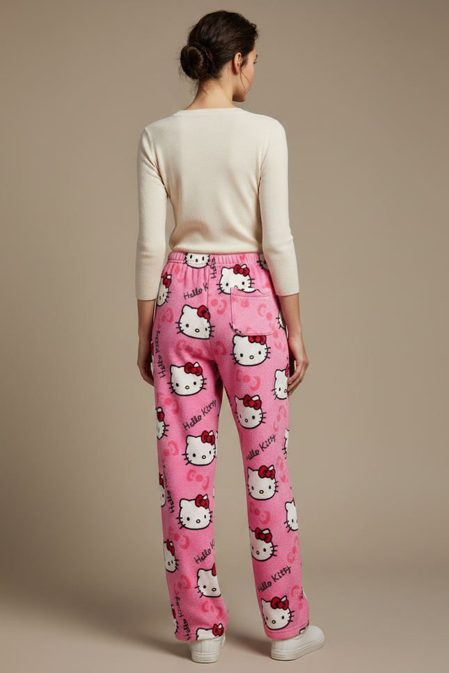 Pantalon Velours Rose Hello Kitty Chaud Ample Femme - vue 2