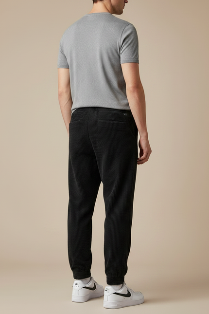 Pantalon Jogging Velours - Noir Cordé - vue 2