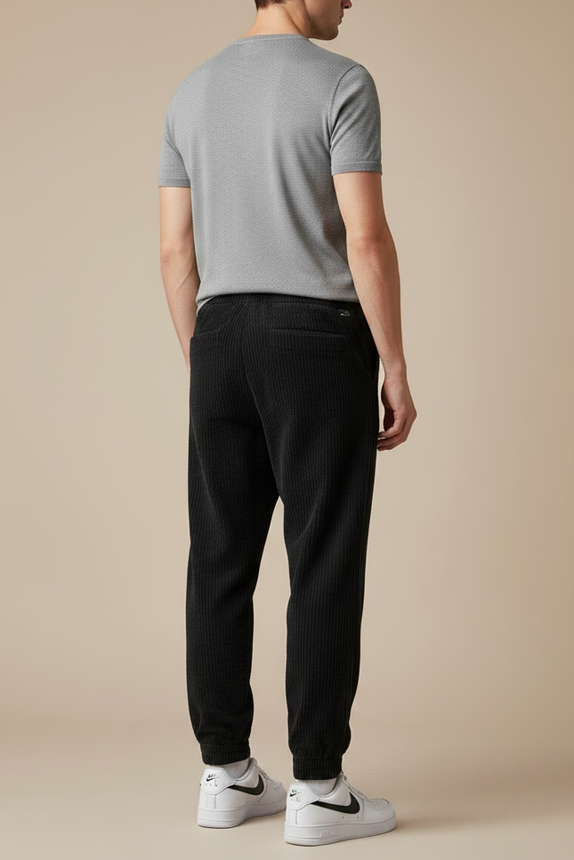 Pantalon Jogging Velours - Noir Cordé - vue 2