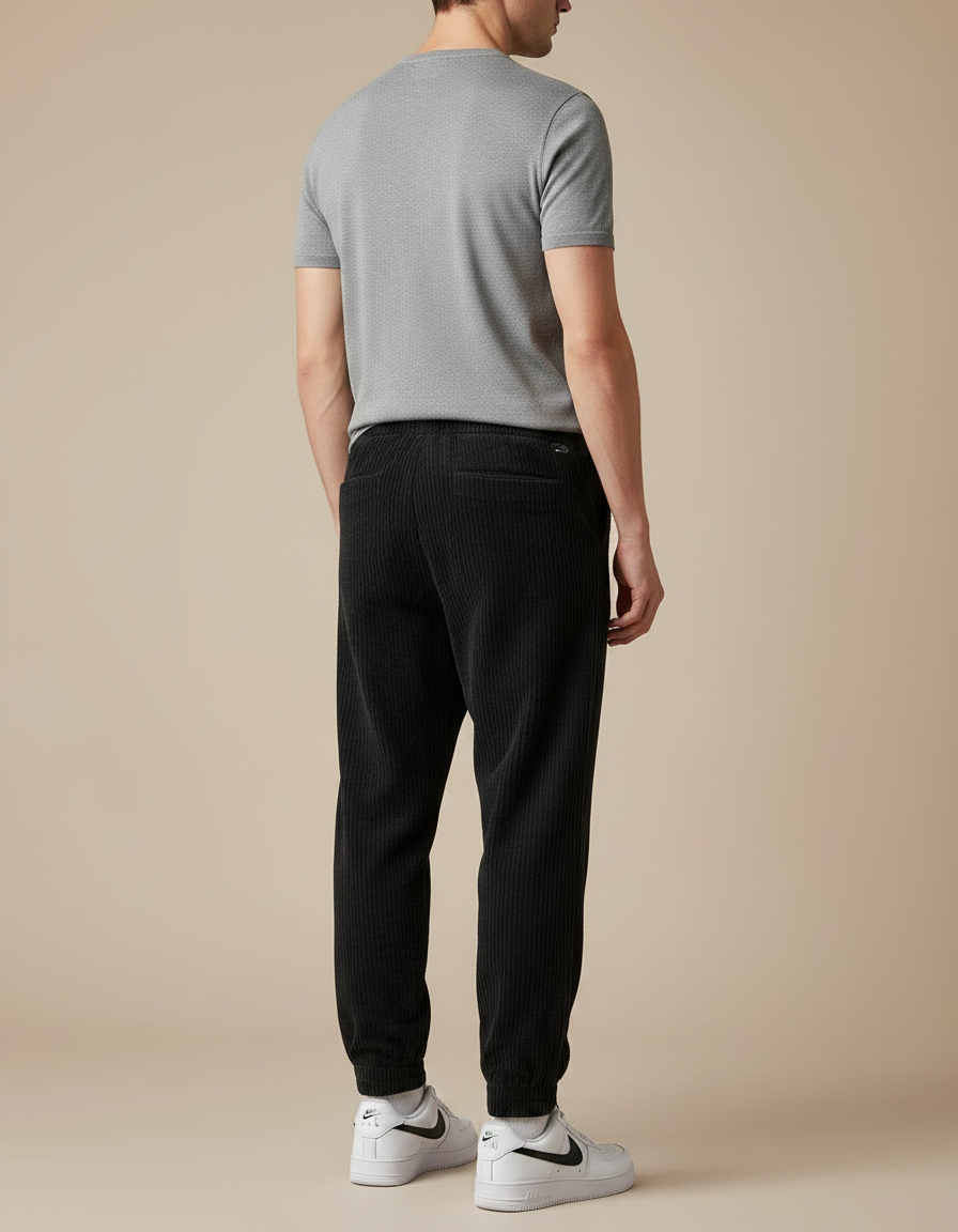 Pantalon Jogging Velours - Noir Cordé - vue 2