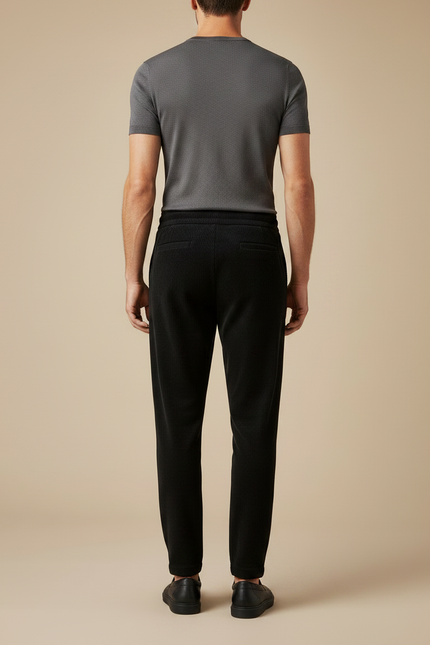 Pantalon Velours Noir Côtelé Cordon Décontracté Homme - vue 2