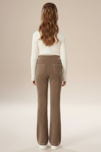 Pantalon Velours Marron Évasé Texturé Décontracté Fille - vue 2