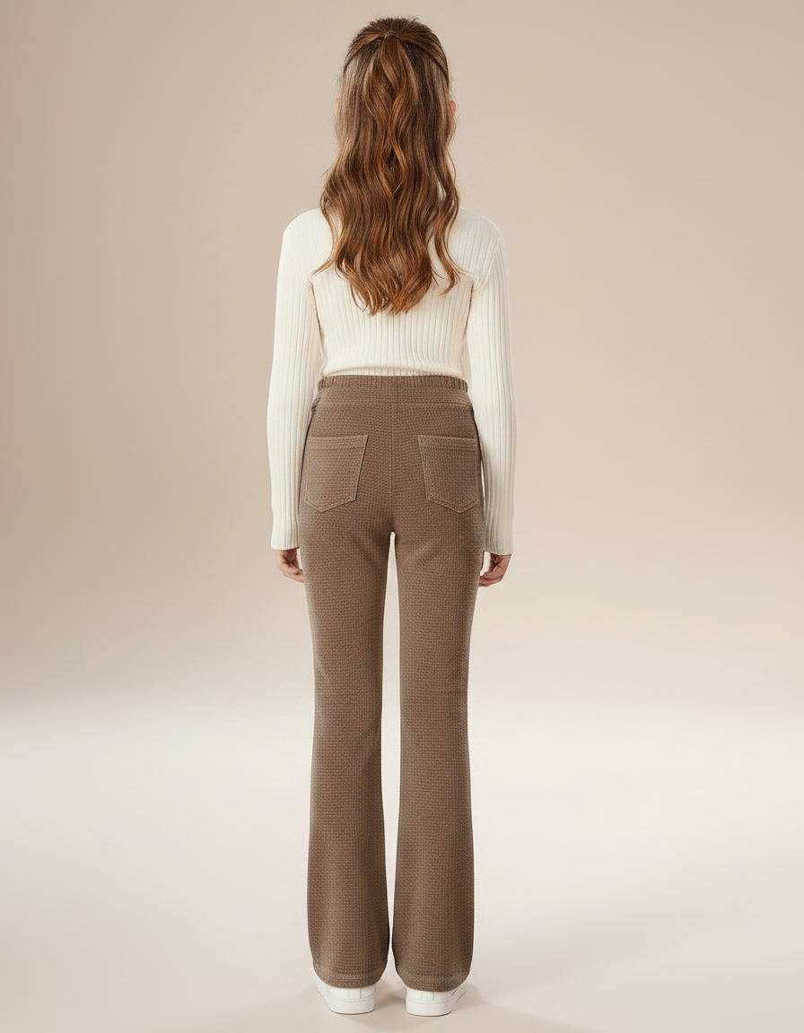Pantalon Velours Marron Évasé Texturé Décontracté Fille - vue 2