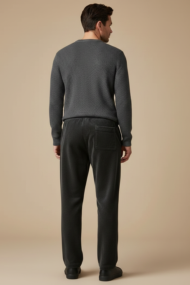 Pantalon Velours Côtelé Homme Droit Décontracté Noir - Cordé - vue 2