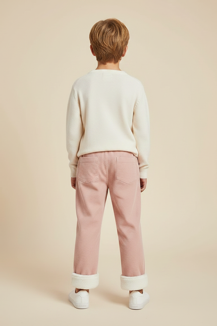 Pantalon Velours Rose Côtelé Doublé Enfant Confortable - vue 2