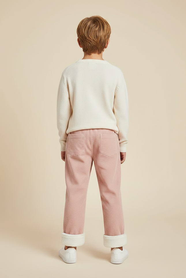 Pantalon Velours Rose Côtelé Doublé Enfant Confortable - vue 2