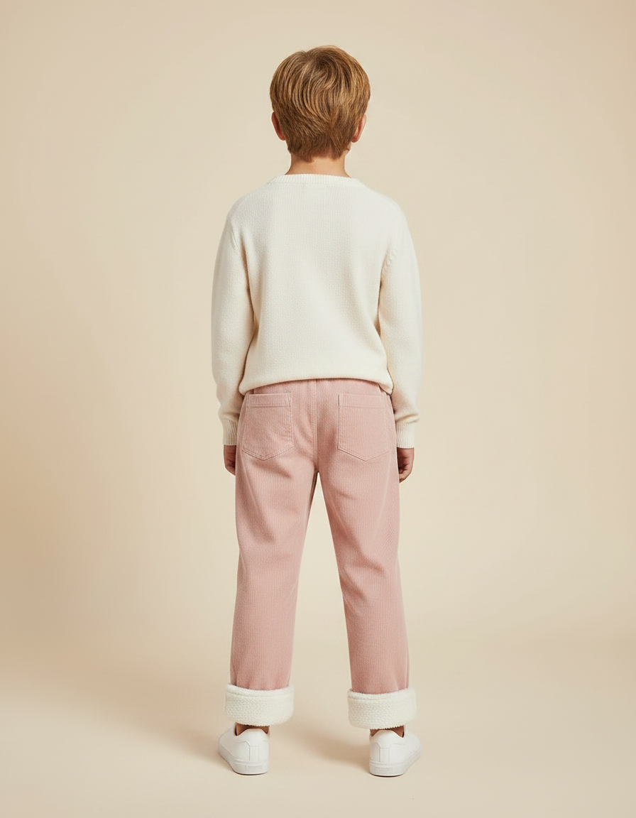 Pantalon Velours Rose Côtelé Doublé Enfant Confortable - vue 2