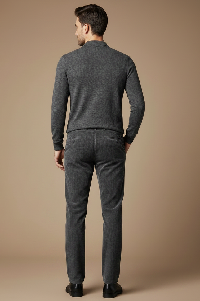 Pantalon Velours Côtelé Gris Homme Droit Décontracté - Cordé - vue 2