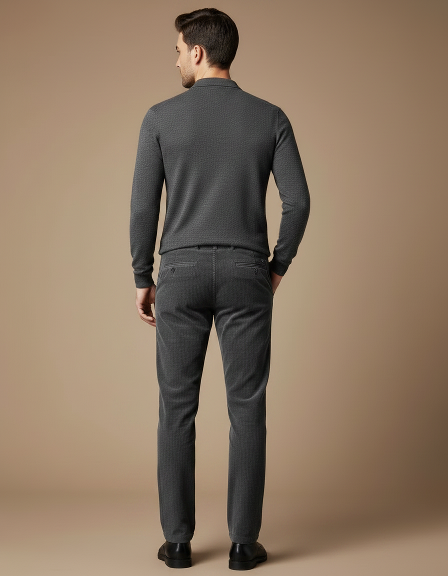 Pantalon Velours Côtelé Gris Homme Droit Décontracté - Cordé - vue 2