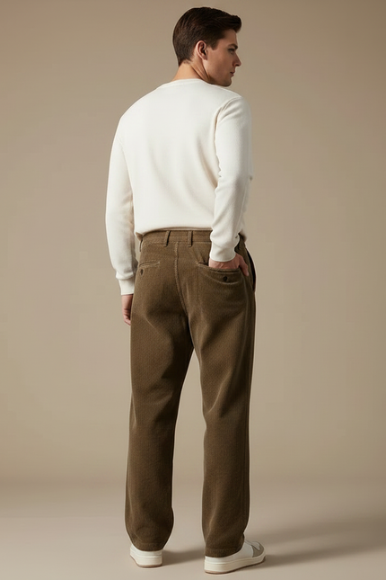 Pantalon Velours Côtelé Marron Décontracté Homme - Cordé - vue 2
