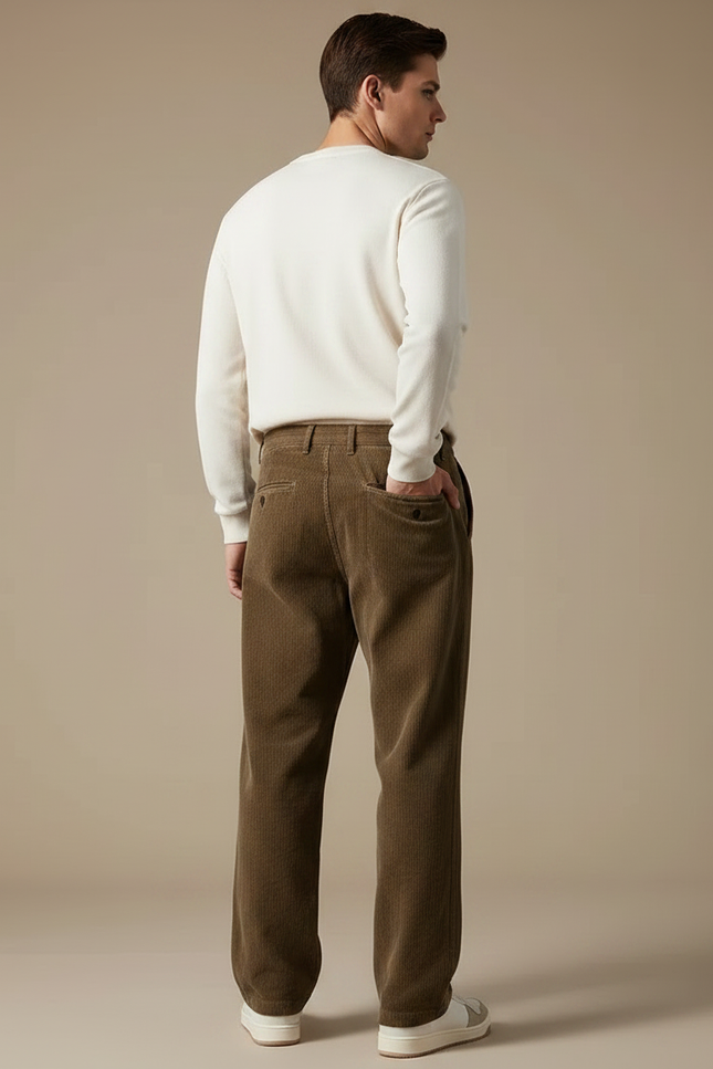 Pantalon Velours Côtelé Marron Décontracté Homme - Cordé - vue 2