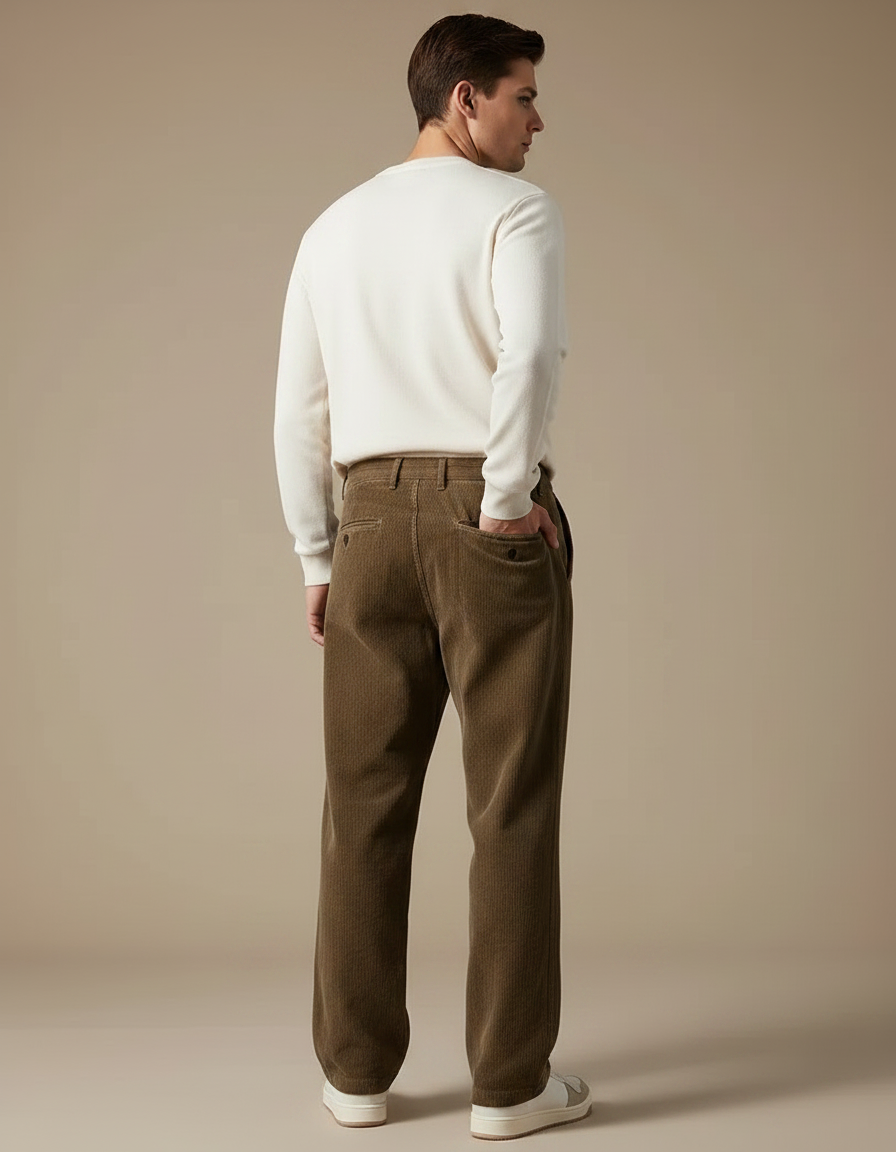 Pantalon Velours Côtelé Marron Décontracté Homme - Cordé - vue 2