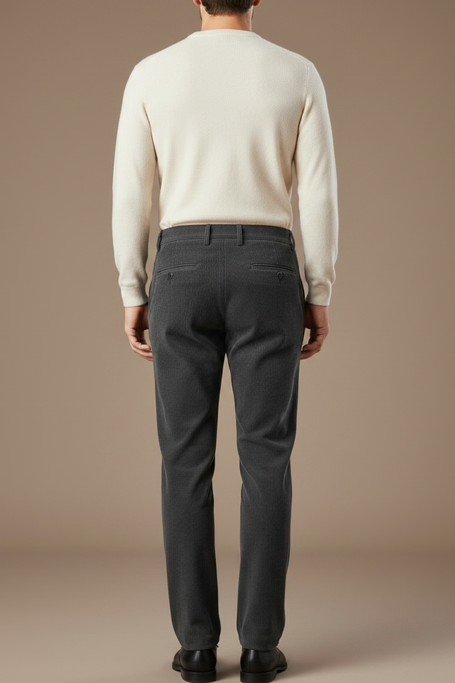 Pantalon Velours Gris Côtelé Droit Classique Homme - Cordé - vue 2