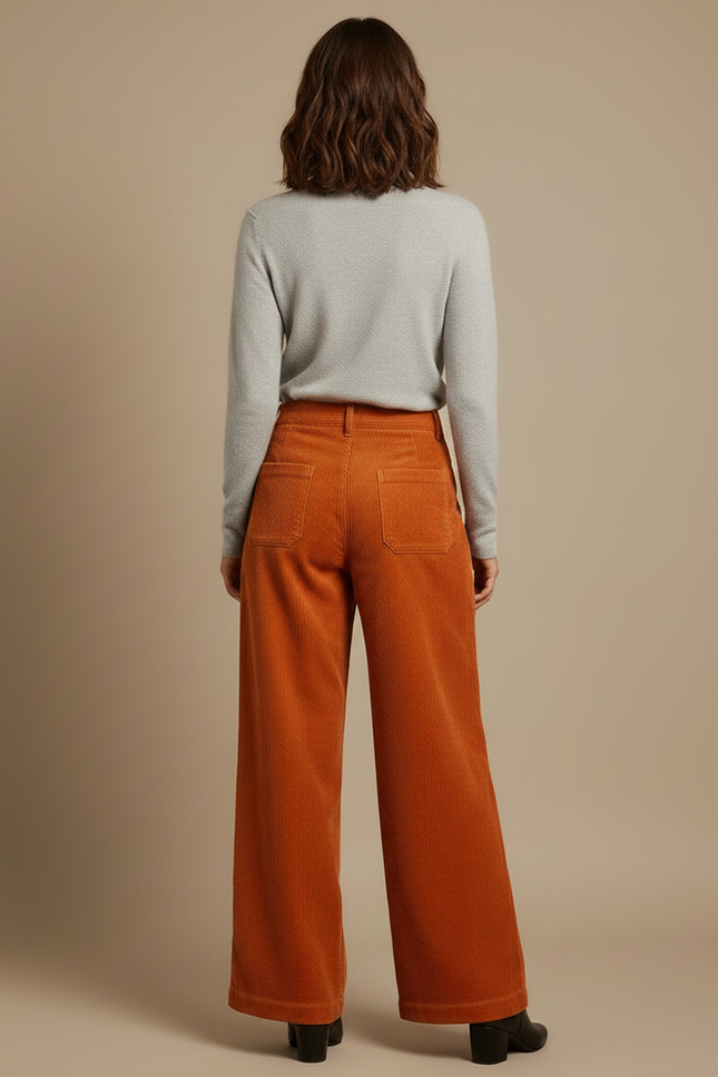 Pantalon Velours Orange - Cordé - vue 2
