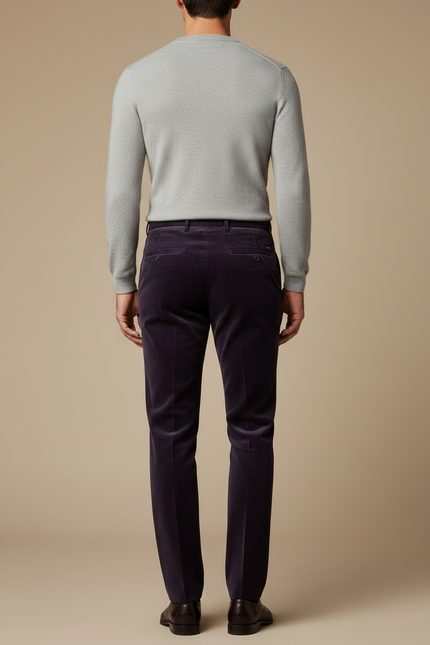 Pantalon Velours Violet Homme Slim Élégant - Cordé - vue 2