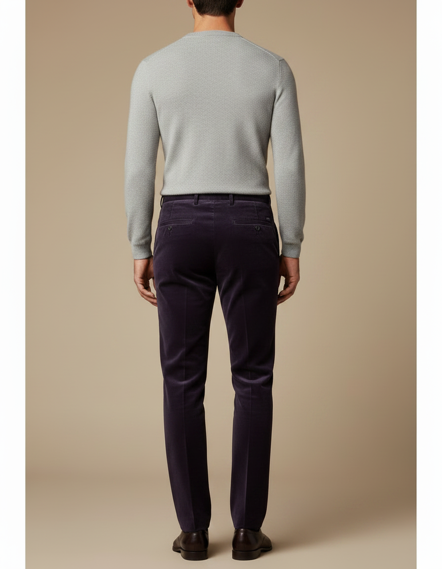 Pantalon Velours Violet Homme Slim Élégant - Cordé - vue 2