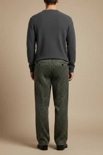 Pantalon Velours Vert Imprimé Léopard Ample Homme - vue 2