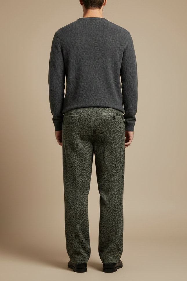 Pantalon Velours Vert Imprimé Léopard Ample Homme - vue 2