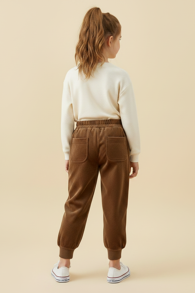 Pantalon Velours Marron Épais Confortable Fille - vue 2