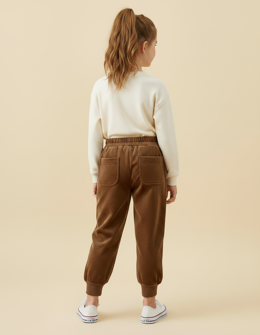 Pantalon Velours Marron Épais Confortable Fille - vue 2
