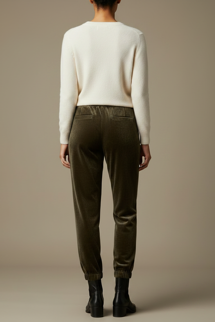 Pantalon Velours Vert Olive Femme - vue 2