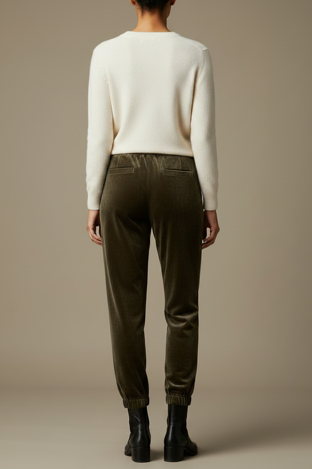 Pantalon Velours Vert Olive Femme - vue 2