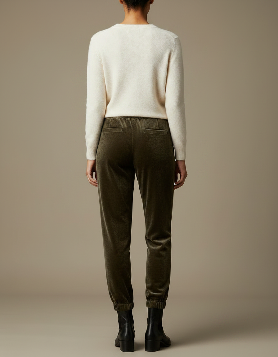 Pantalon Velours Vert Olive Femme - vue 2