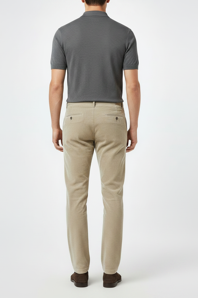 Pantalon Velours Cotelé Homme Beige - Cordé - vue 2