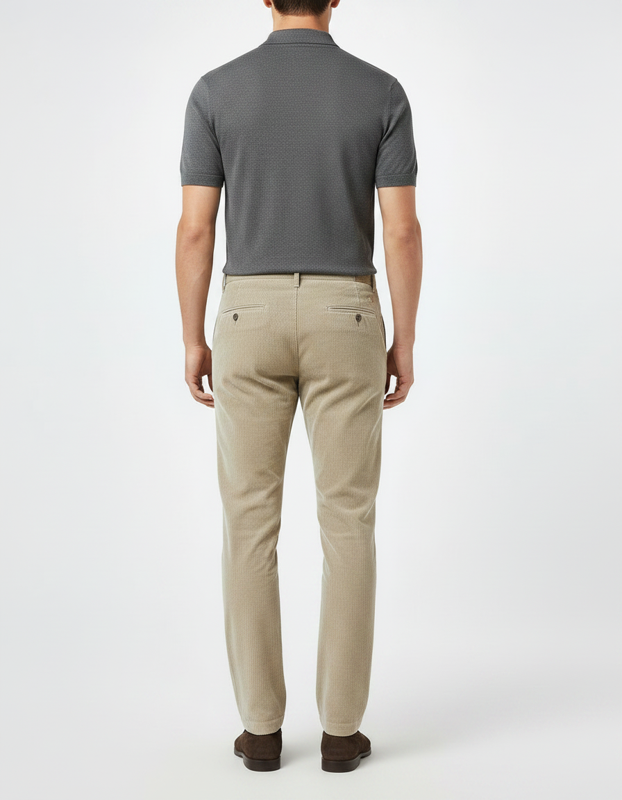 Pantalon Velours Cotelé Homme Beige - Cordé - vue 2