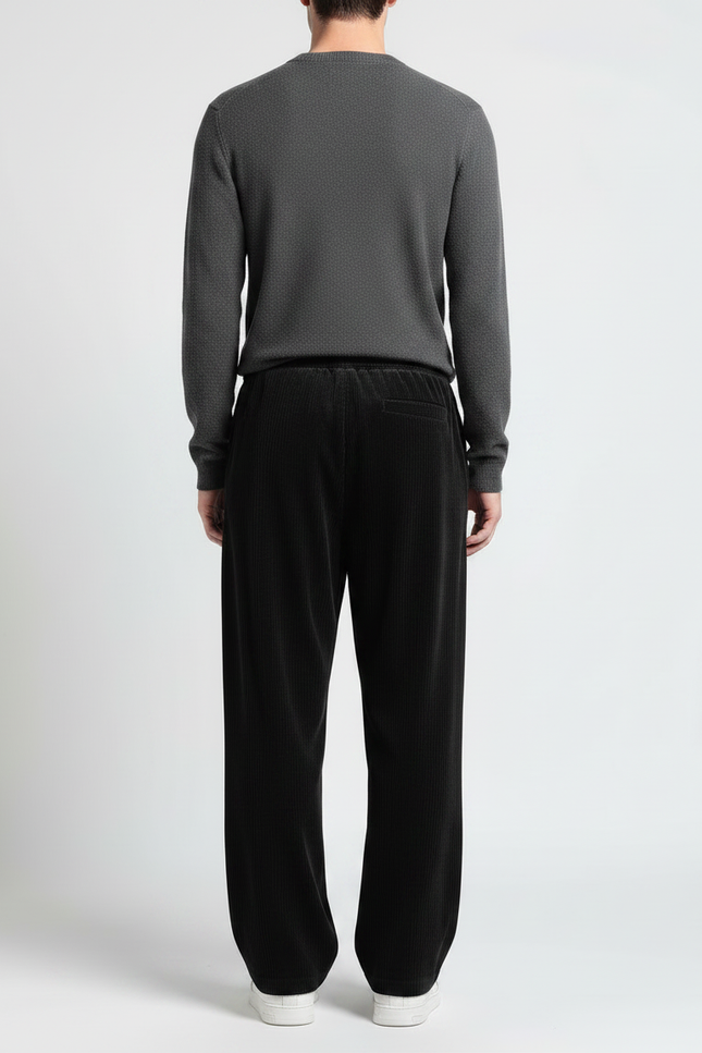 Pantalon Velours Noir Côtelé Ample Décontracté - Cordé - vue 2