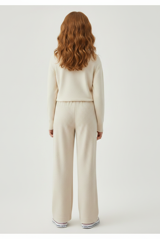 Pantalon Velours Beige Côtelé Ample Fille Confortable - Cordé - vue 2