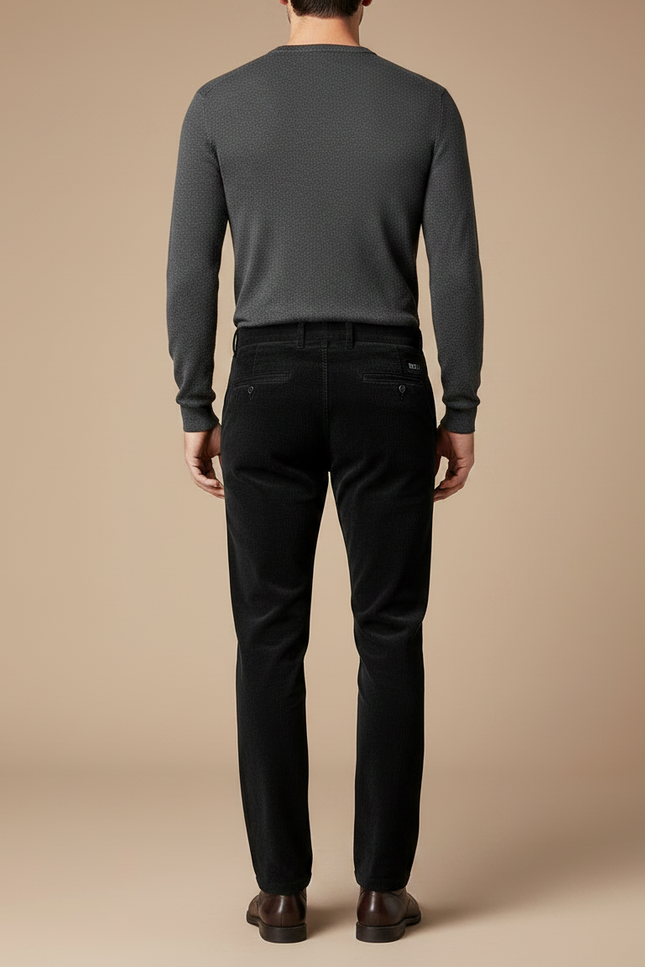 Pantalon Velours Noir Côtelé Droit Homme Business - vue 2