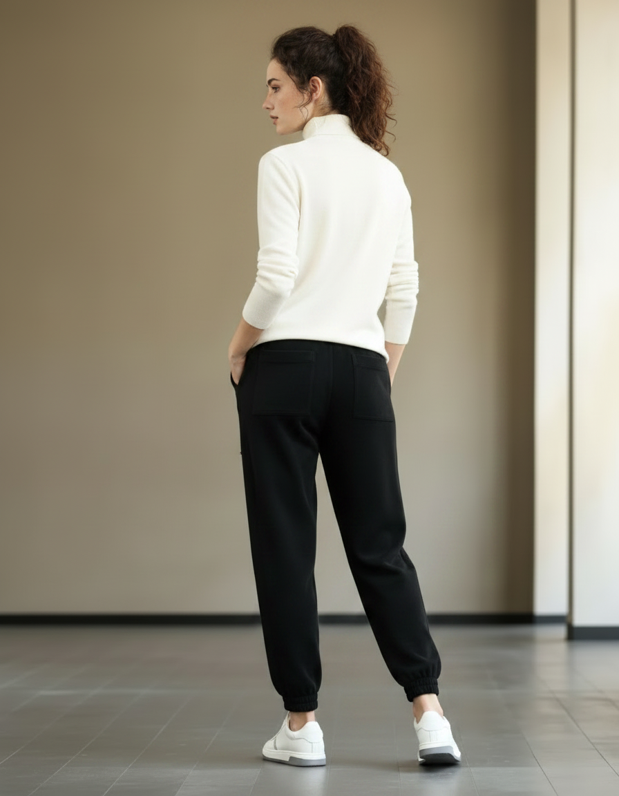 Pantalon Velours Noir Ample Décontracté Sport Épais - vue 2