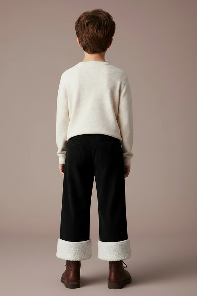 Pantalon Velours Noir Côtelé Ample Doublé Enfant - Cordé - vue 2