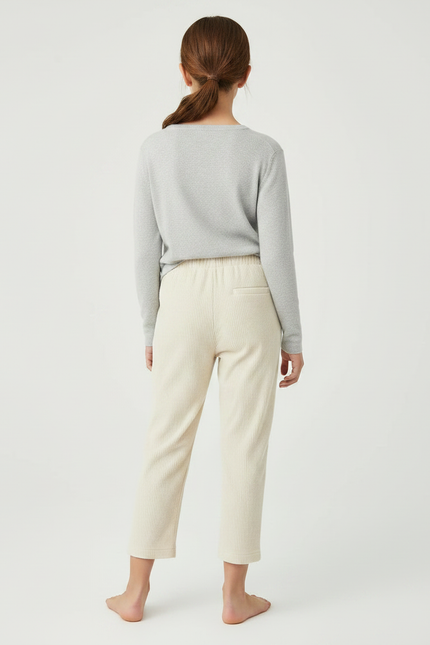 Pantalon Velours Beige Côtelé Ample Enfant Décontracté - vue 2