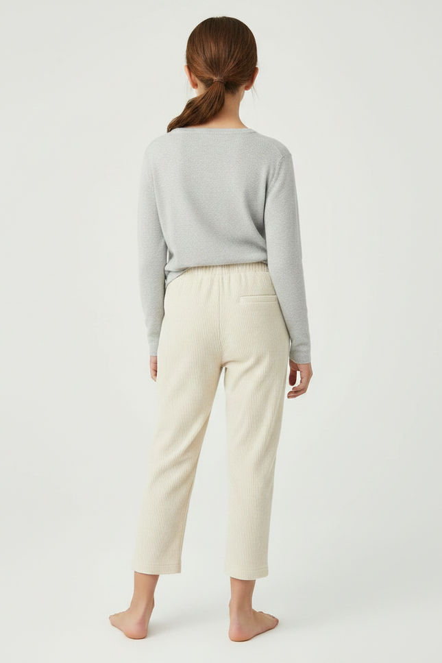 Pantalon Velours Beige Côtelé Ample Enfant Décontracté - vue 2