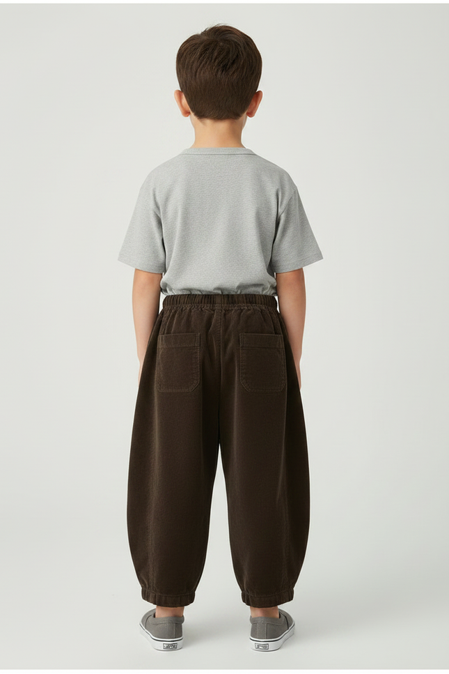 Pantalon Velours Côtelé Marron Ample Unisexe Décontracté - Cordé - vue 2