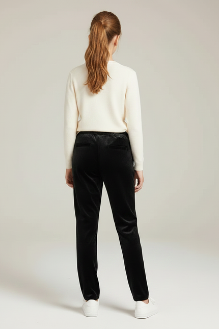 Pantalon Velours Noir Coupe Droite Enfant Décontracté - vue 2