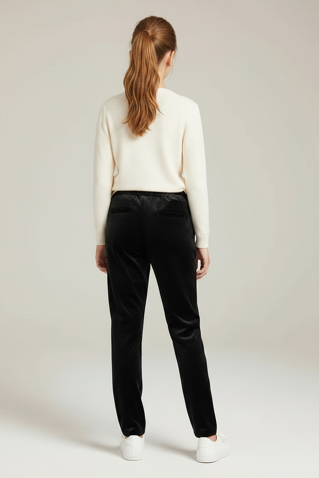 Pantalon Velours Noir Coupe Droite Enfant Décontracté - vue 2