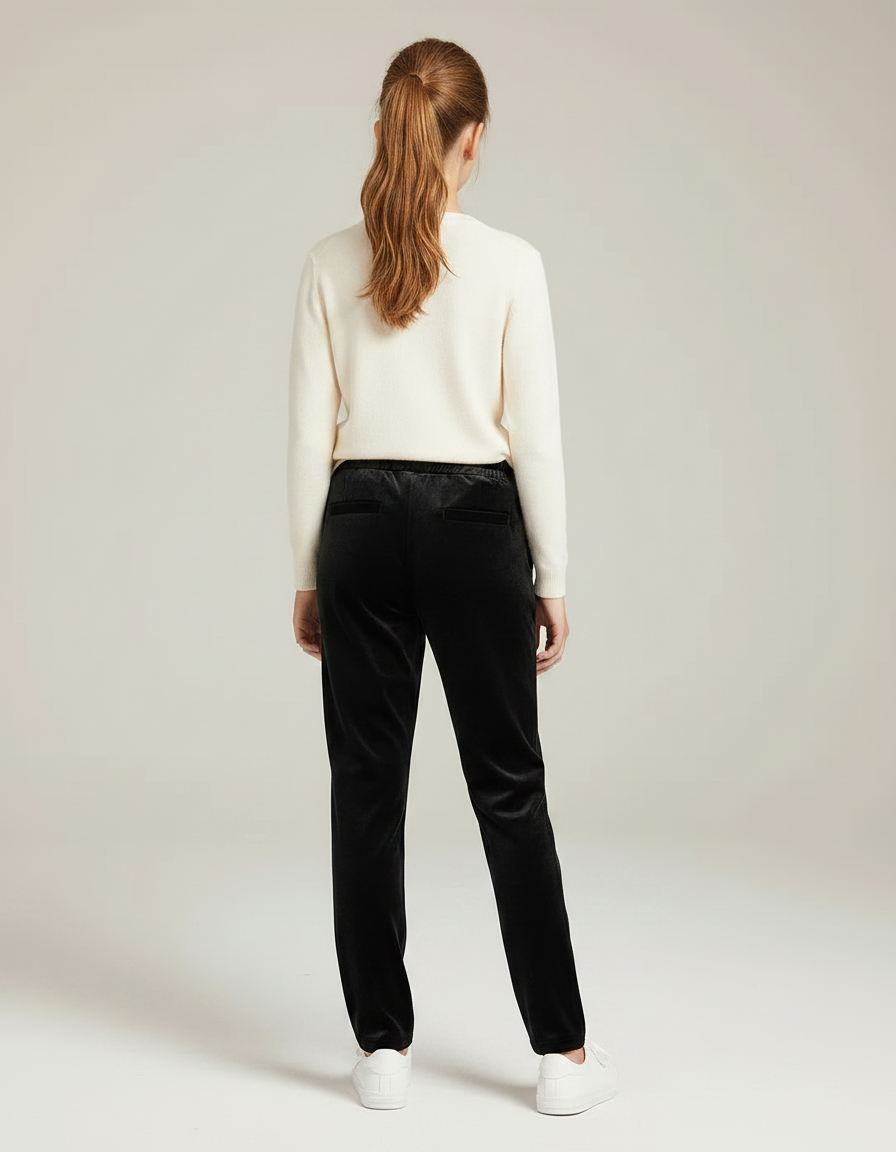 Pantalon Velours Noir Coupe Droite Enfant Décontracté - vue 2