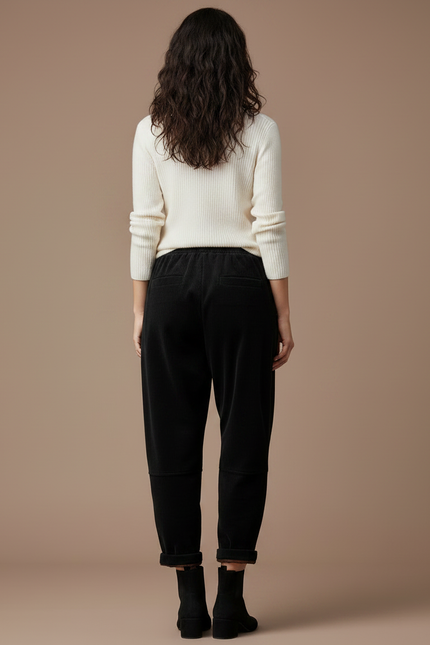 Pantalon Velours Femme Noir Baggy - Cordé - vue 2