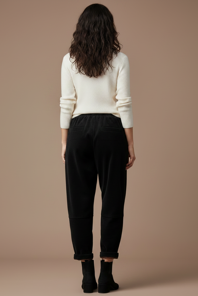 Pantalon Velours Femme Noir Baggy - Cordé - vue 2