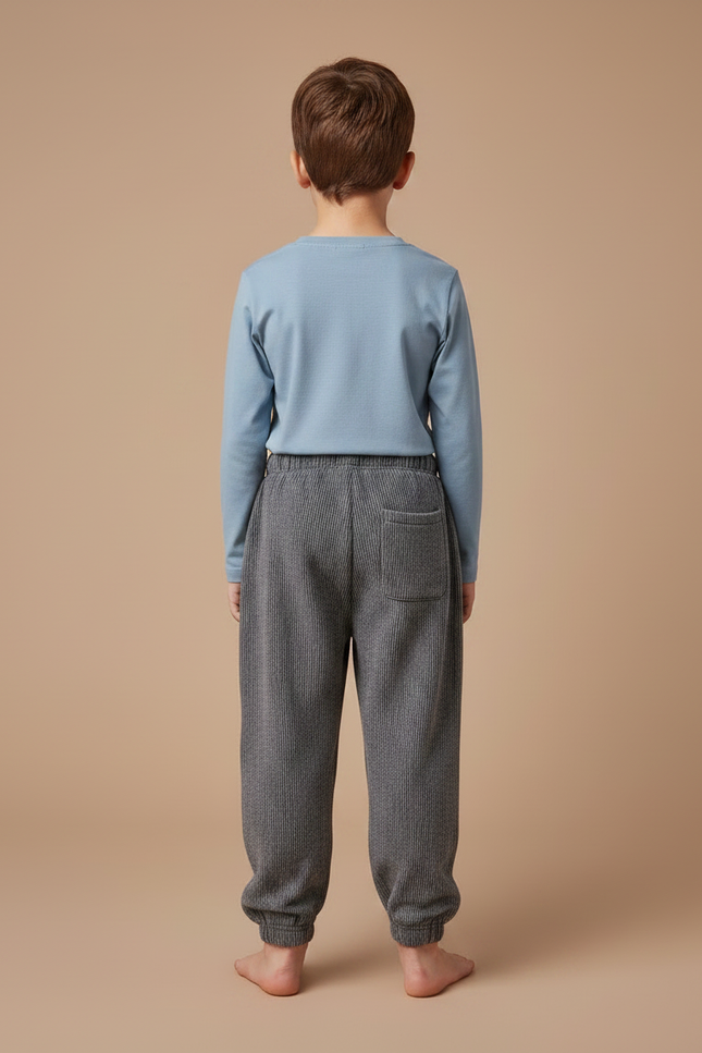 Pantalon Velours Côtelé Gris Enfant Doux Chaud - vue 2
