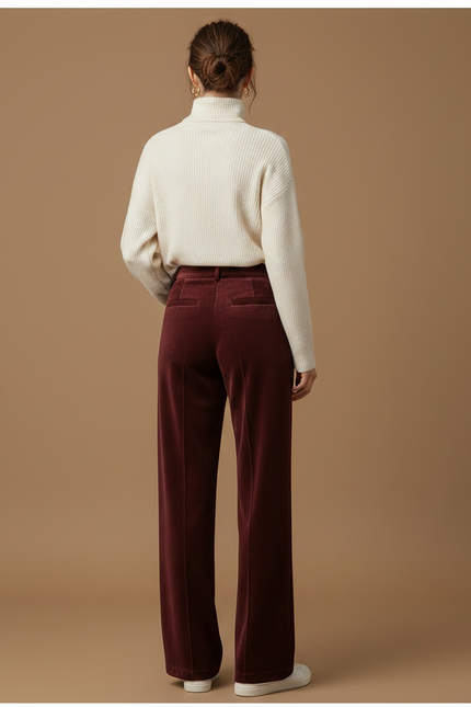 Pantalon En Velours Bordeaux - vue 2