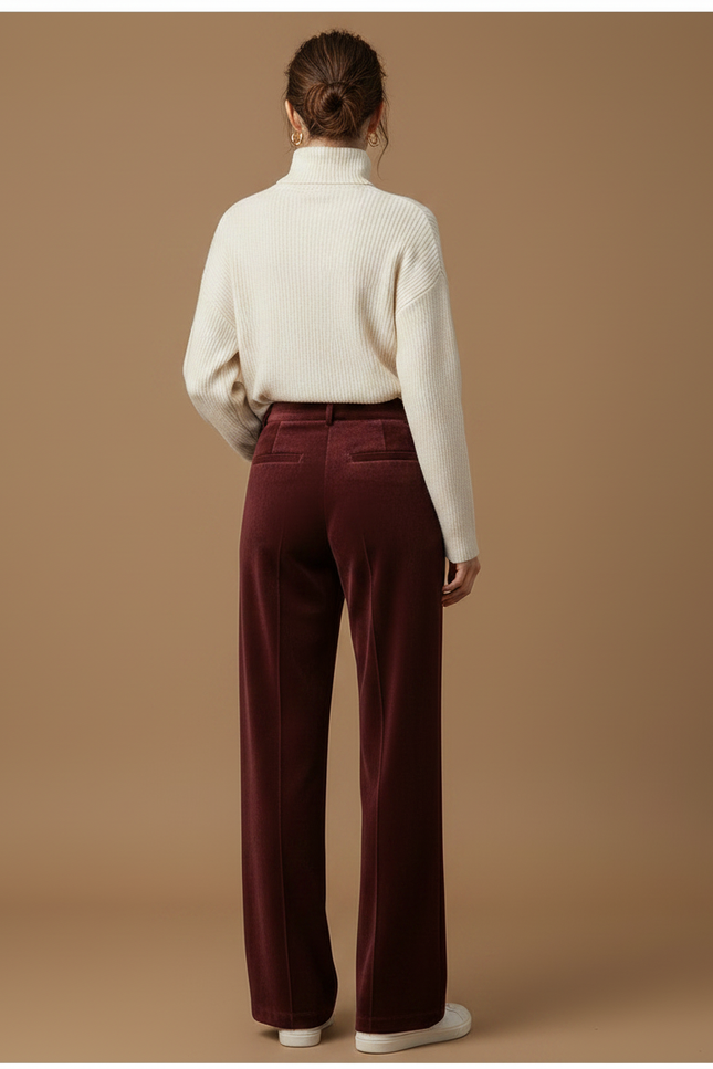 Pantalon En Velours Bordeaux - vue 2