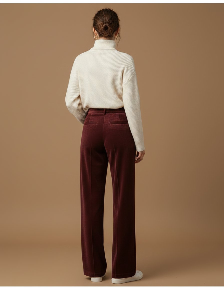 Pantalon En Velours Bordeaux - vue 2