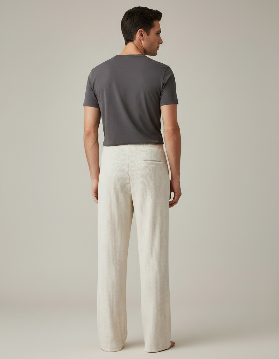 Pantalon Velours Crème Droit Côtelé Décontracté Homme - Beige Cordé - vue 2