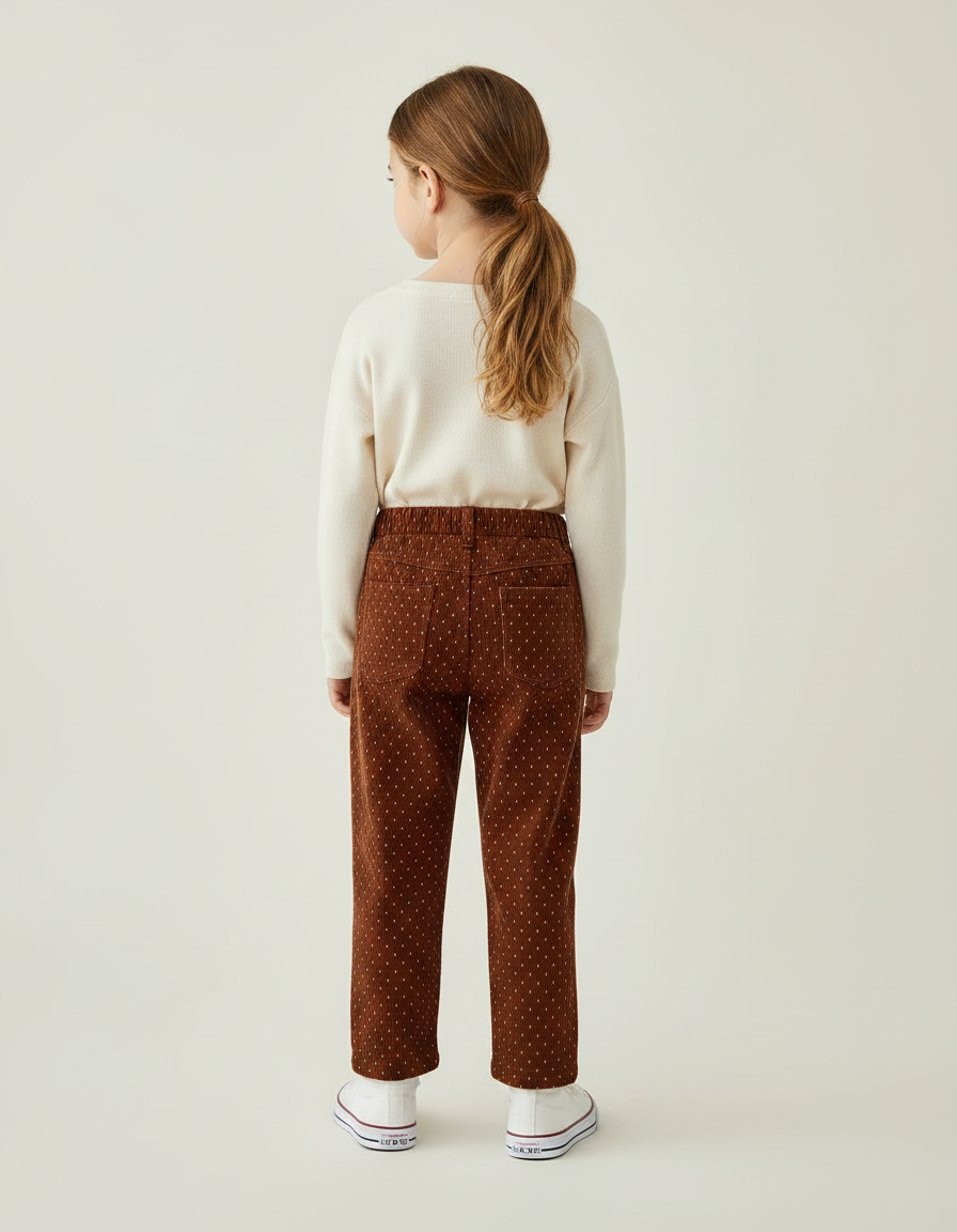 Pantalon Velours Marron Points Blancs Ample Enfant - Cordé - vue 2