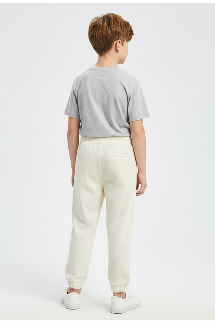 Pantalon Velours Côtelé Écru Décontracté Garçon Hiver - Beige Cordé - vue 2